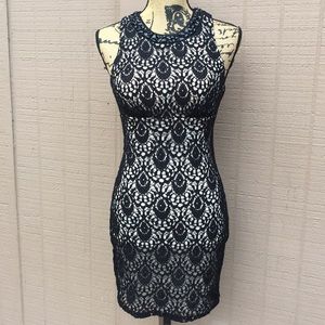 Sz 1-2 BDarlin Black Lace Mini W Bejeweled Neck